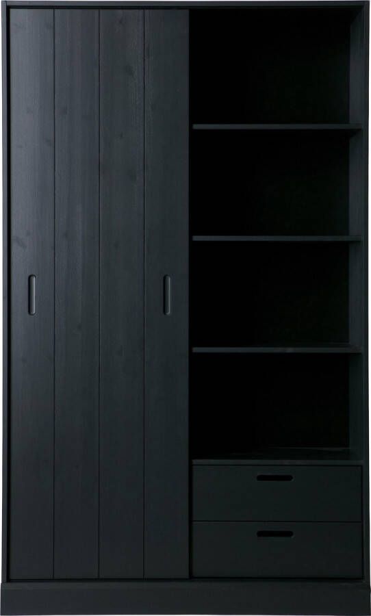 WOOOD | Move schuifdeurkast grenen matzwart | Woonkamer meubels | Wandkast