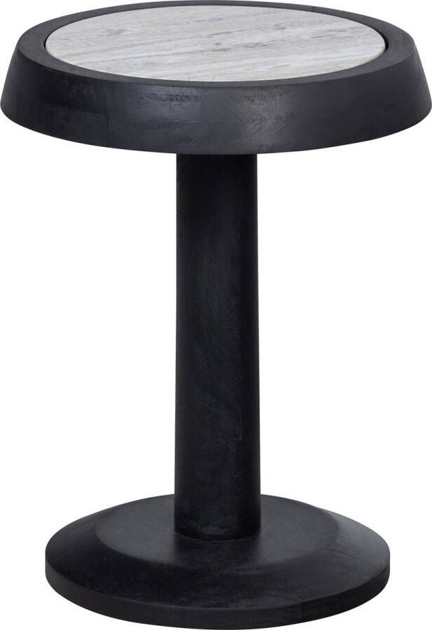 WOOOD Bijzettafel Nanne Marmer en mangohout 36cm Zwart Rond Exclusive