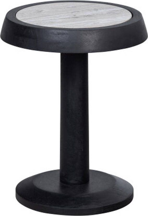 WOOOD Bijzettafel Nanne Marmer en mangohout 36cm Zwart Rond Exclusive