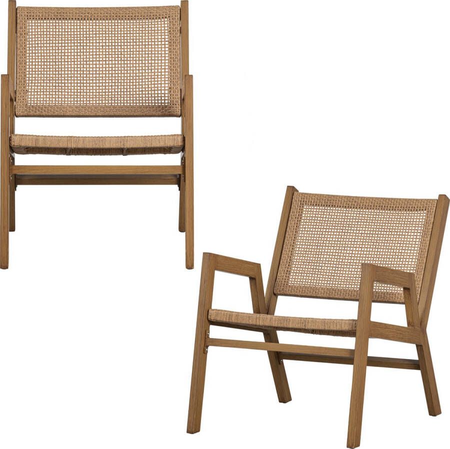 WOOOD Pem Fauteuil Met Armleuning Outdoor Aluminium Naturel Set van 2