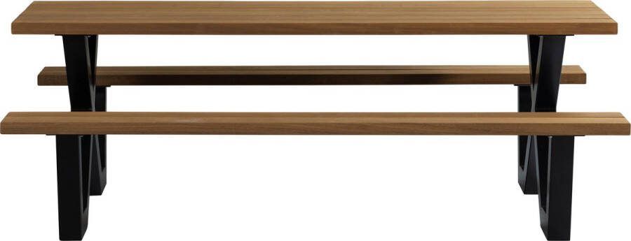 WOOOD | Tablo Outdoor Picknicktafel Naturel Met X-poot Metaal | Tuinmeubelen | Tuintafel