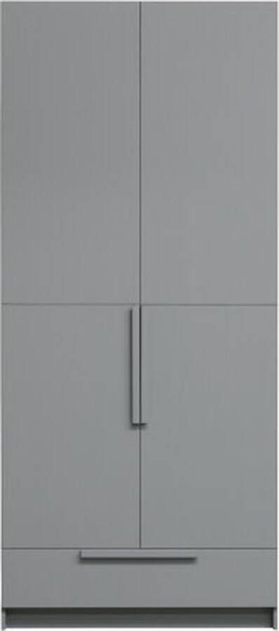 WOOOD Pure 2-drs garderobekast splitdeur 215x95x60 cm grenen betongrijs