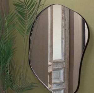 Woood Romee Organische Spiegel Metaal Zwart 100x70x4
