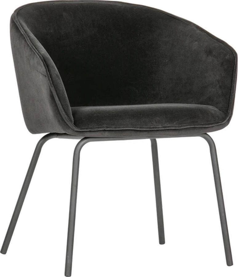 WOOOD Sien Eetkamerstoel Fluweel Zwart Set van 2
