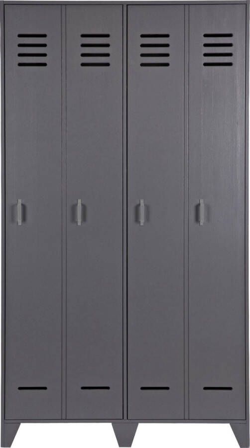 WOOOD | Stijn Hoog 2drs Lockerkast Steel Grey | Woonkamer meubels | BergkastKast