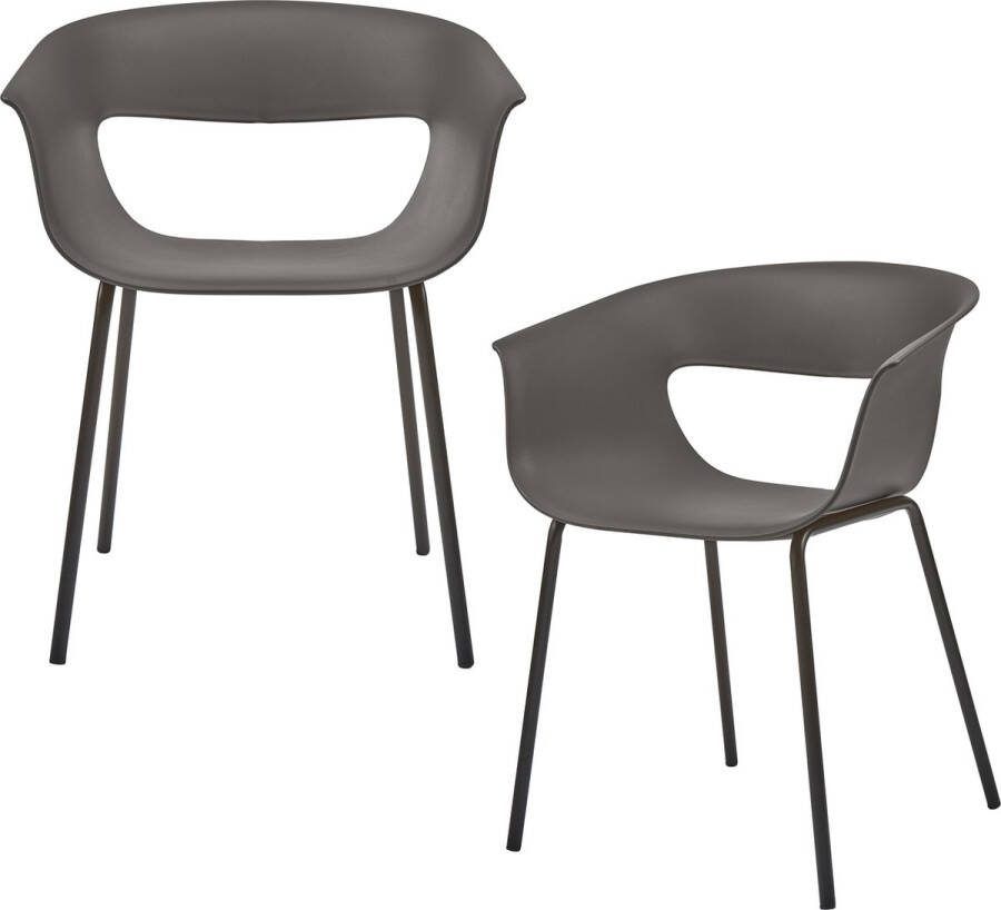 Woood Stine Eetstoelen Bruin|Grijs Set van 2