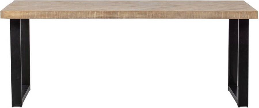 WOOOD Eettafel 'Tablo' Mangohout Visgraat met U-poot 180 x 90cm