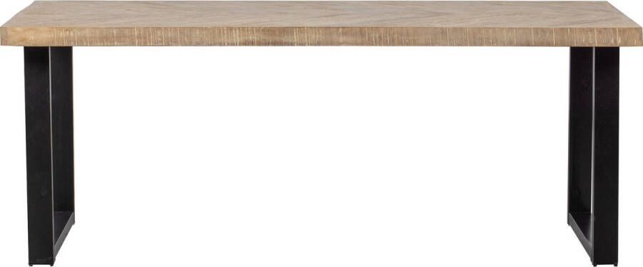 WOOOD Eettafel 'Tablo' Mangohout Visgraat met U-poot 200 x 90cm