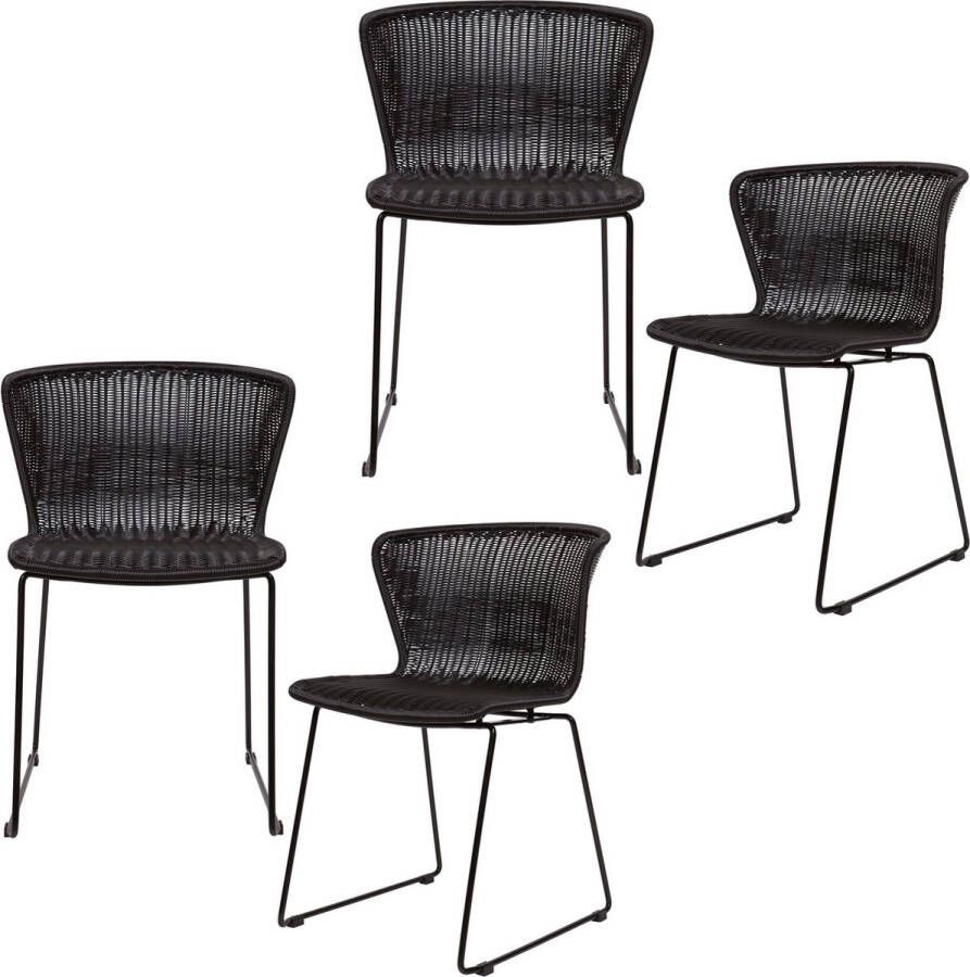 WOOOD Wings Tuinstoel Polyester Zwart Set van 4