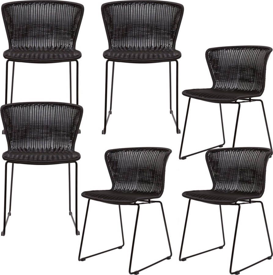 WOOOD Wings Tuinstoel Polyester Zwart Set van 6