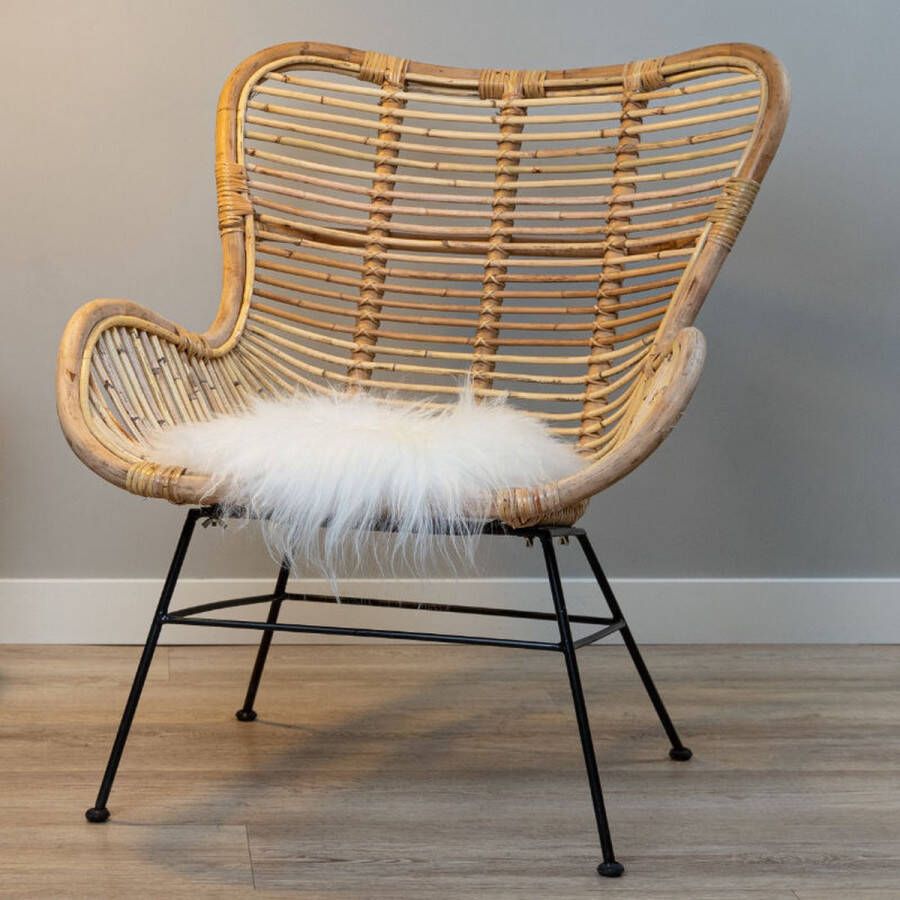 WOOOL Schapenvacht Chairpad IJslands Wit (38x38cm) VIERKANT Stoelkussen 100% Echt Eenzijdig