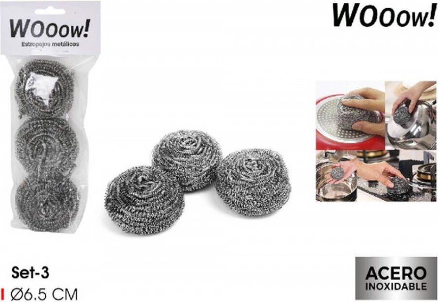 WOOOW! Metalen schuursponsjes 3stuks