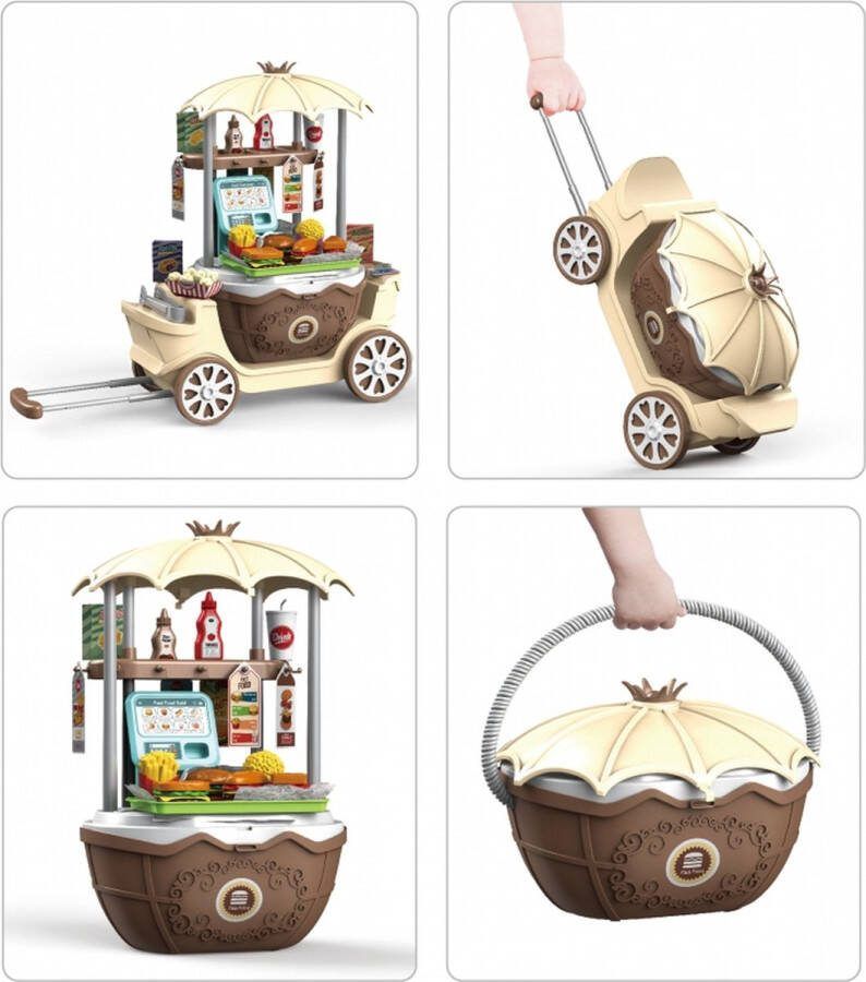 WOOPIE Fastfood Restaurant Speelgoedwinkeltje Kinderkeuken Koffer Mand 59 stuks