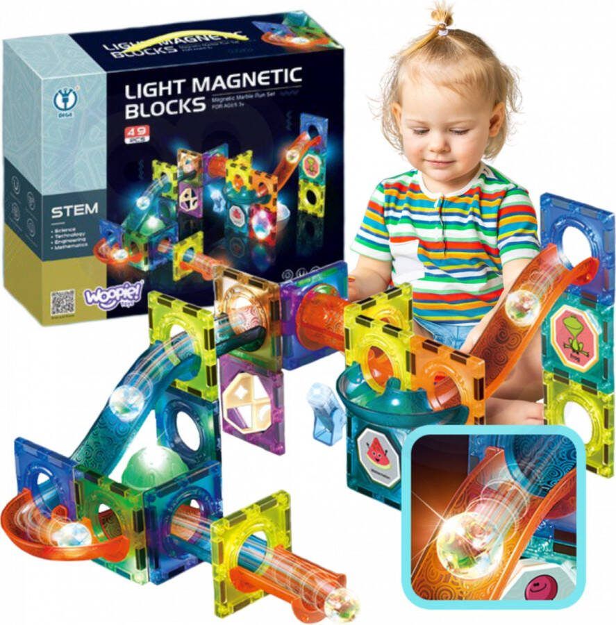 WOOPIE Magnetische Blokken Lichte Ballenbaan 75 stuks