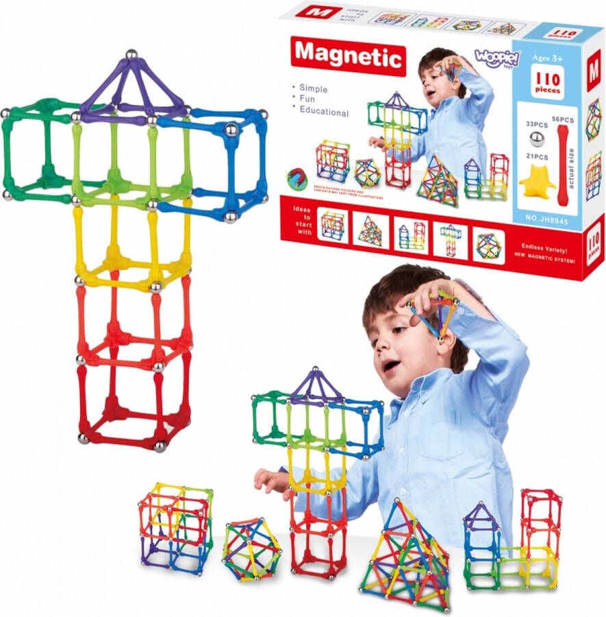 WOOPIE Magnetische Bouwblokken Magnetisch speelgoed 110 stuks