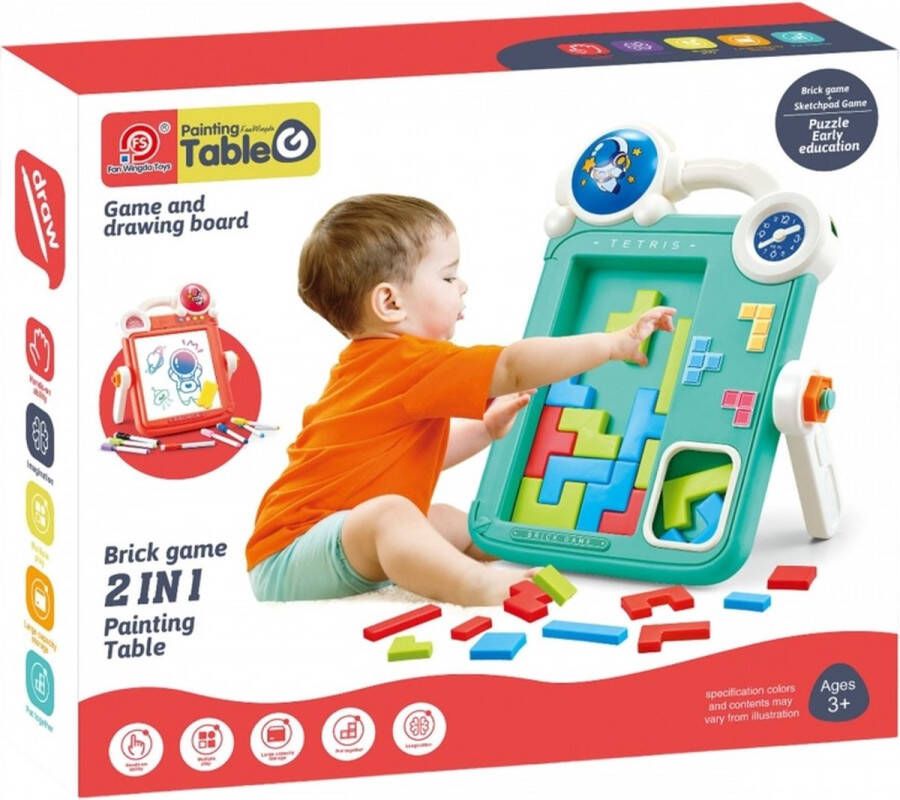 WOOPIE Speelbord en Schrijfbord Educatief speelgoed Educatief Tekenbord Tetris Arcade