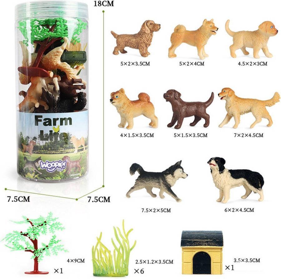 WOOPIE Speelgoedfiguren Honden Speelfiguren Hondenrassen 16 stuks