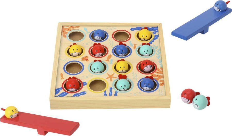 WOOPIE TOOKY TOY spel voor kinderen houten tafel vliegende vis 19 stuks