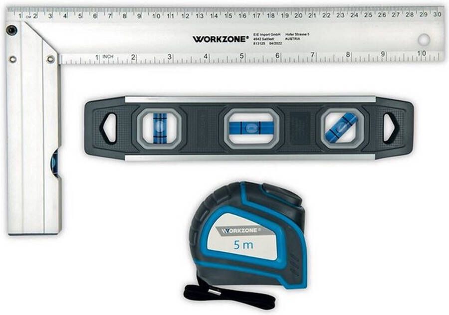 Workzone Meetinstrumenten aftekenhulp Markeerliniaal Waterpas Rolmeter Set