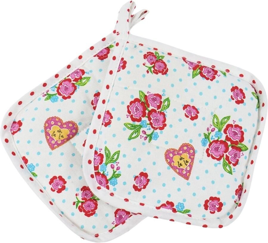 World of jet pannenlap bloemen 18 cm set van 2