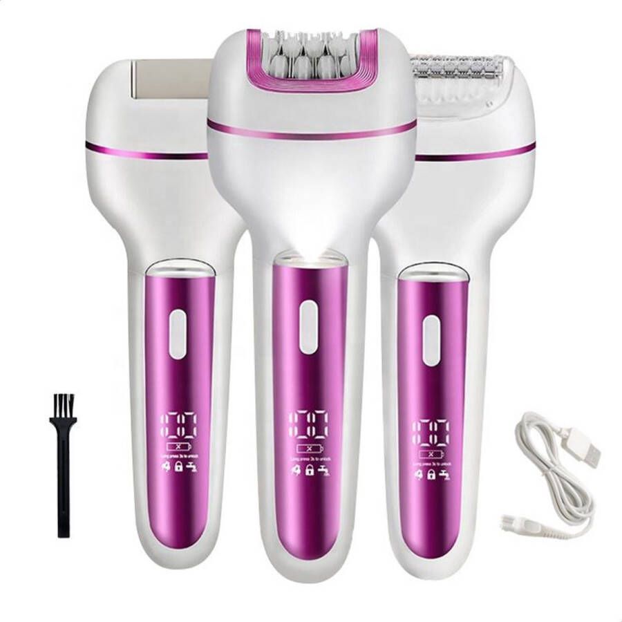 BEAUBY 3 in 1 Ladyshave Voor vrouwen Ladyshaves Epilator Oplaadbaar Scheerapparaat Bikini Trimmer Intiem Bikinilijn eeltverwijderaars Dames Gezicht