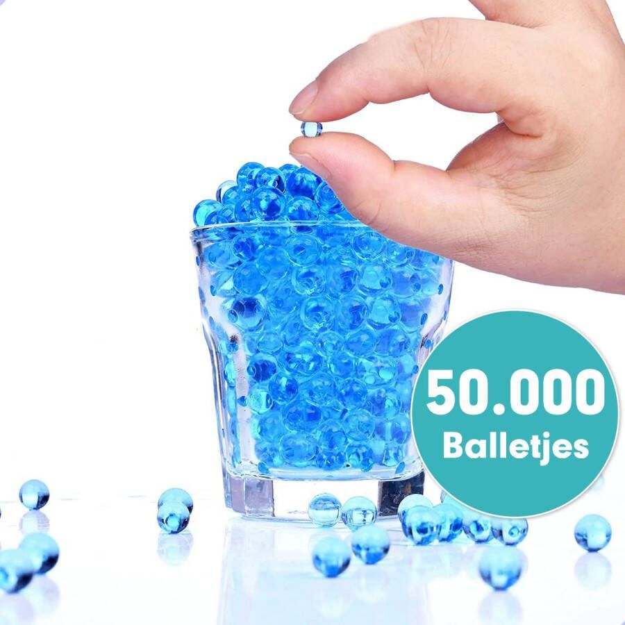 Wotre Waterparels Blauw Gelballetjes Waterballetjes Waterbeads Waterkralen 50.000 stuks 7-8mm Transparant