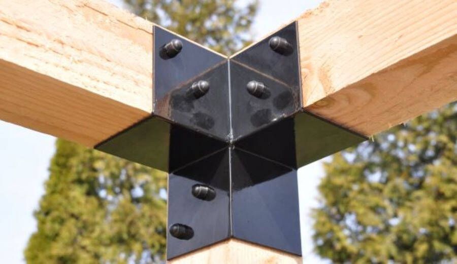 Wovar Pergola Hoekverbinding Zwart voor 15 x 15 cm balken met Bevestigingsmateriaal Per Stuk