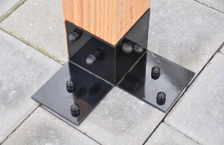 Wovar Pergola Vloerelement Zwart voor 15 x 15 cm palen met Bevestigingsmateriaal Per Stuk