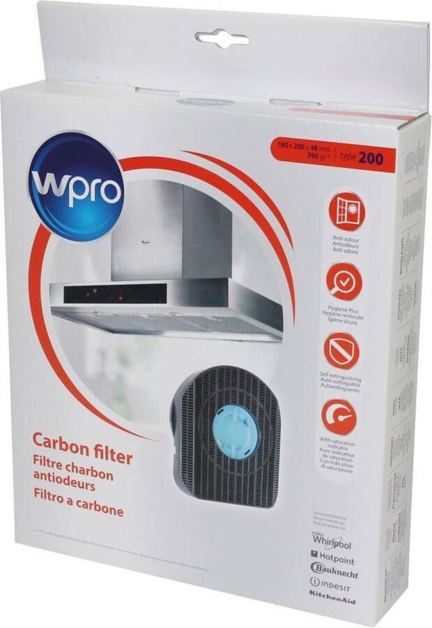 Wpro Koolstoffilter Voor Afzuigkap Type 200 DKF42 (200x180x48 Mm) An 484000008577