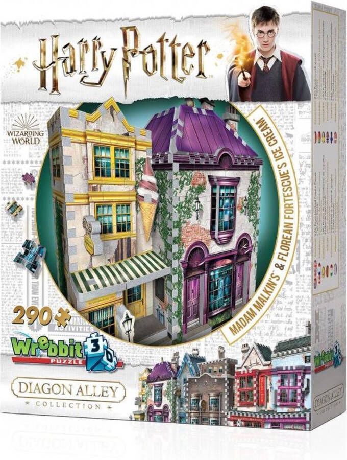 Wrebbit 3D Puzzel Harry Potter Madam Malkin&apos;s & Florean Fortescue&apos;s Ice Cream 290 stukjes