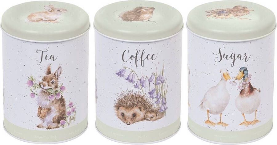 Wrendale Set met 3 Voorraadblikken 'The Country Set' Country Animal Tea Coffee Sugar Set