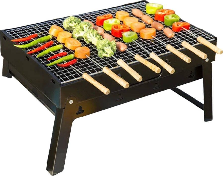 WRPC Barbecue BBQ Draagbaar Opvouwbaar losse Vuurschaal en Grillrooster Zwart