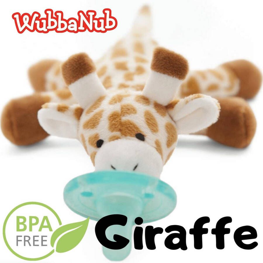 Wubbanub Giraffe Speenknuffel Knuffel Baby Fopspeen Baby Speelgoed Bruin Giraf Kraamcadeau Soothie Knuffelspeen