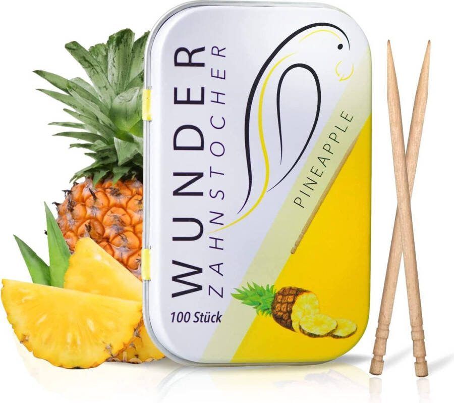 Wunder Zahnstocker Wonder Tandenstokers Box Anas Gearomatiseerde Tandenstokers Vervanging voor Kauwgom Bestrijd Slechte Adem Stop Nagelbijten Ondersteuning bij Stoppen met Roken Verfris de Adem met Gearomatiseerde Tandenstokers Suikervrij (Ananas)
