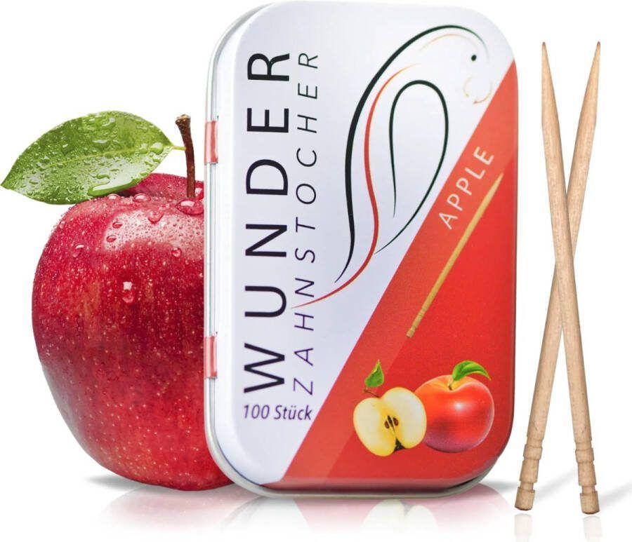 Wunder Zahnstocker Wonder Tandenstokers Box Appel Gearomatiseerde Tandenstokers Vervanging voor Kauwgom Bestrijd Slechte Adem Stop Nagelbijten Ondersteuning bij Stoppen met Roken Verfris de Adem met Gearomatiseerde Tandenstokers Suikervrij (Appel)
