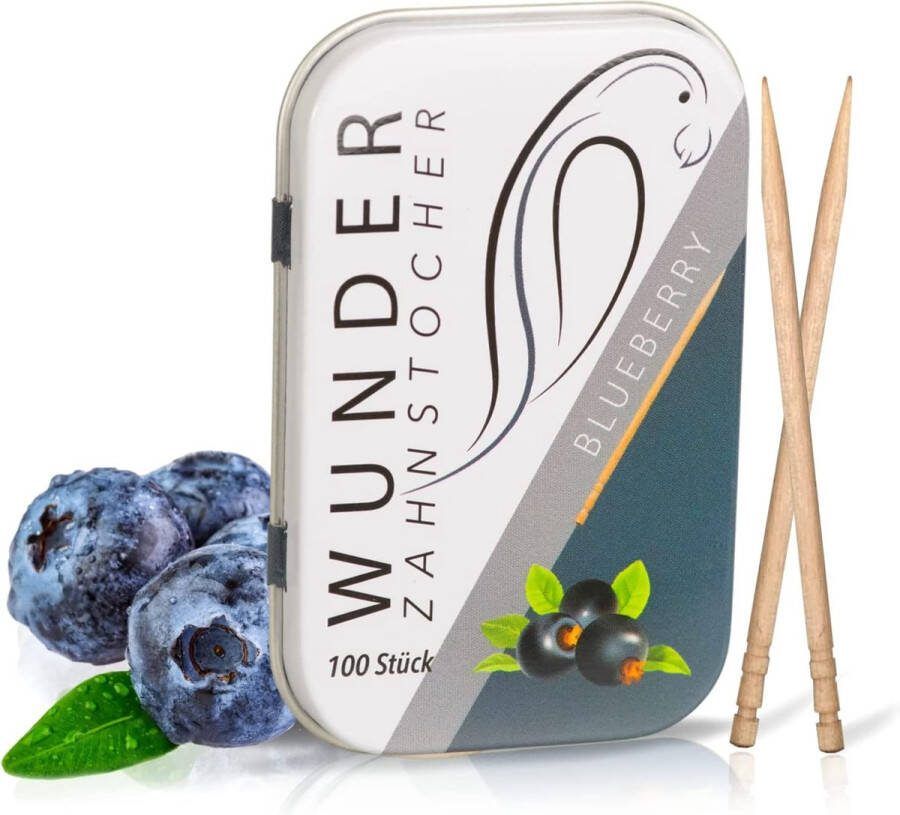 Wunder Zahnstocker Wonder Tandenstokers Box Bosbes Gearomatiseerde Tandenstokers Vervanging voor Kauwgom Bestrijd Slechte Adem Stop Nagelbijten Ondersteuning bij Stoppen met Roken Verfris de Adem met Gearomatiseerde Tandenstokers Suikervrij (Bosbes)