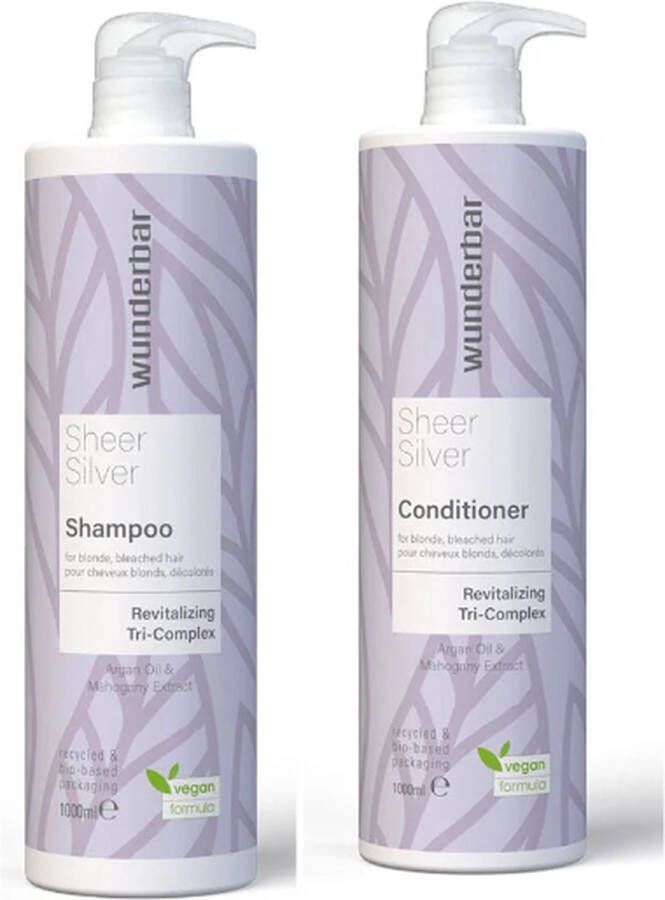 Wunderbar Vegan Colour Protect Sheer Silver Duo Shampoo & Conditioner 1L Extra voordelig