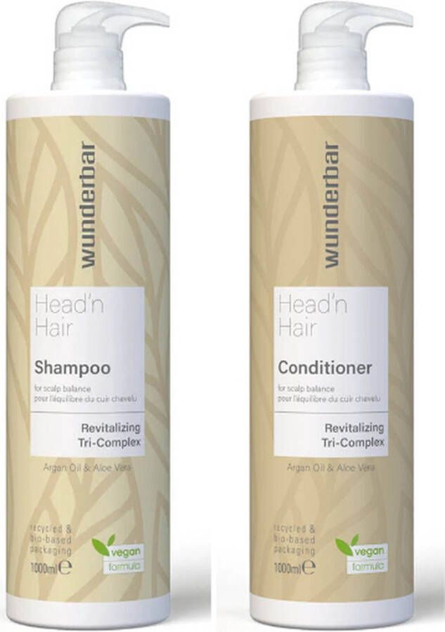 Wunderbar Vegan Head'n Hair Duo Shampoo & Conditioner 1L Extra voordelig