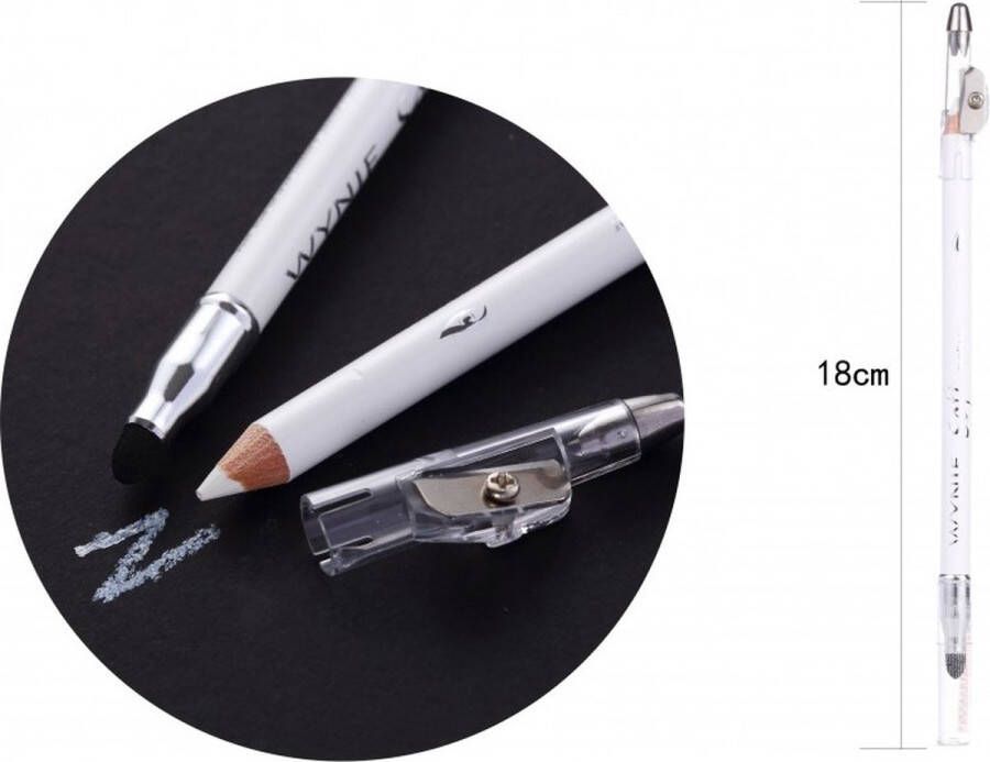 Wynie Cosmetics Wynie Soft Eyeliner Oogpotlood Wit Met puntenslijper en smudger blender vervager Nummer 002 1 Stuks