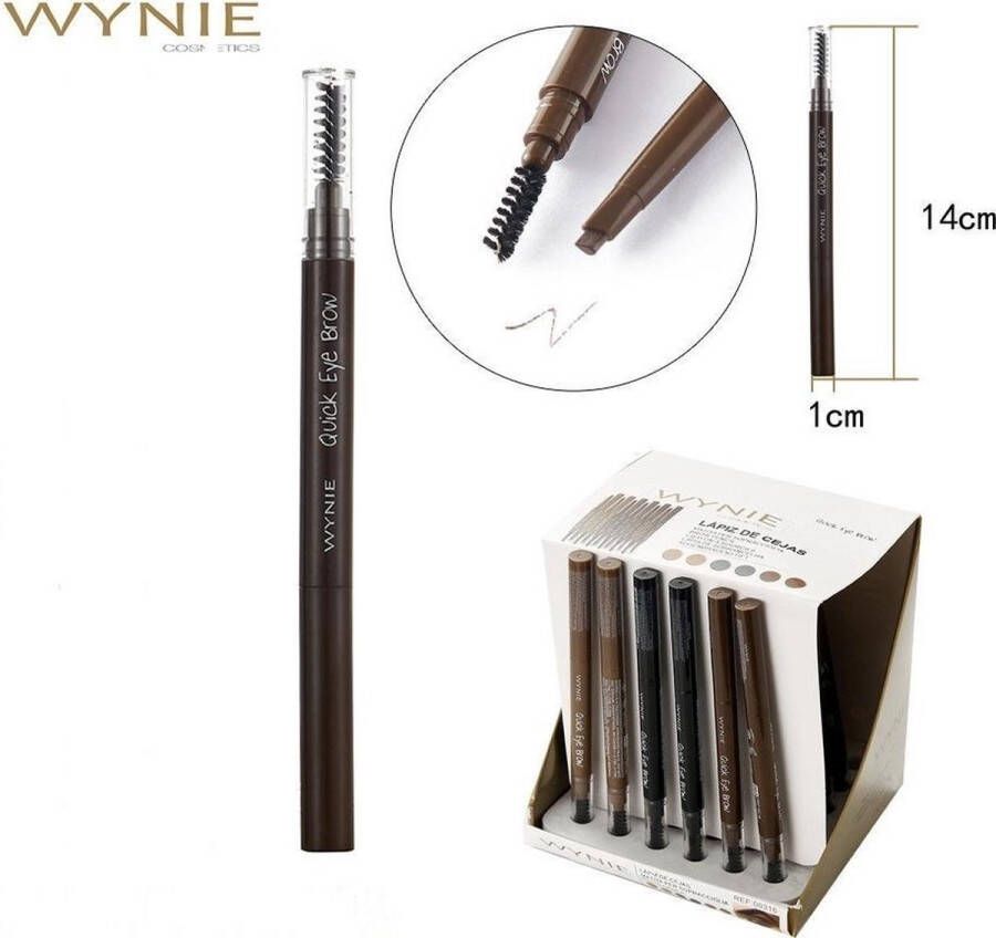 Wynie Quick Eye Brow Wenkbrauwpotlood met borsteltje Donker Bruin Dark Brown Nummer 003 1 stuks