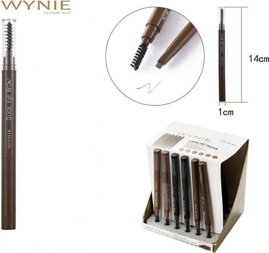 Wynie Quick Eye Brow Wenkbrauwpotlood met borsteltje Licht Bruin Light Brown Nummer 1 stuks