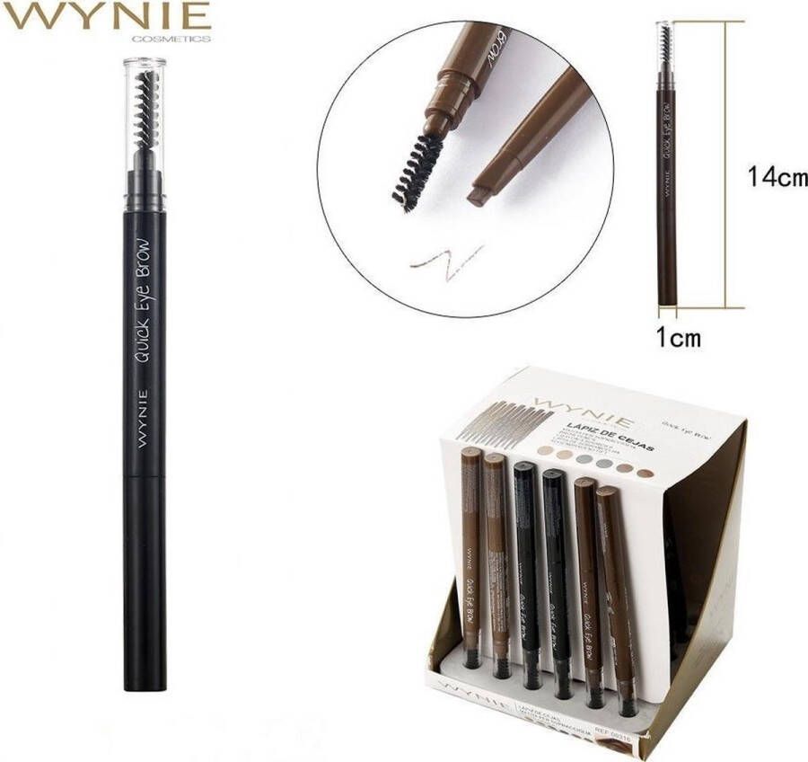 Wynie Quick Eye Brow Wenkbrauwpotlood met borsteltje Zwart Black Nummer 004 1 stuks