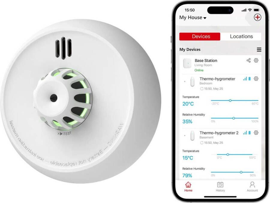 X-sense XH02-M Draadloos koppelbare hittemelder met WiFi 7 jaar batterij – Keukenmelder Werkt via app Voldoet aan Europese norm Link+ Pro Brandalarm – Warmtemelder