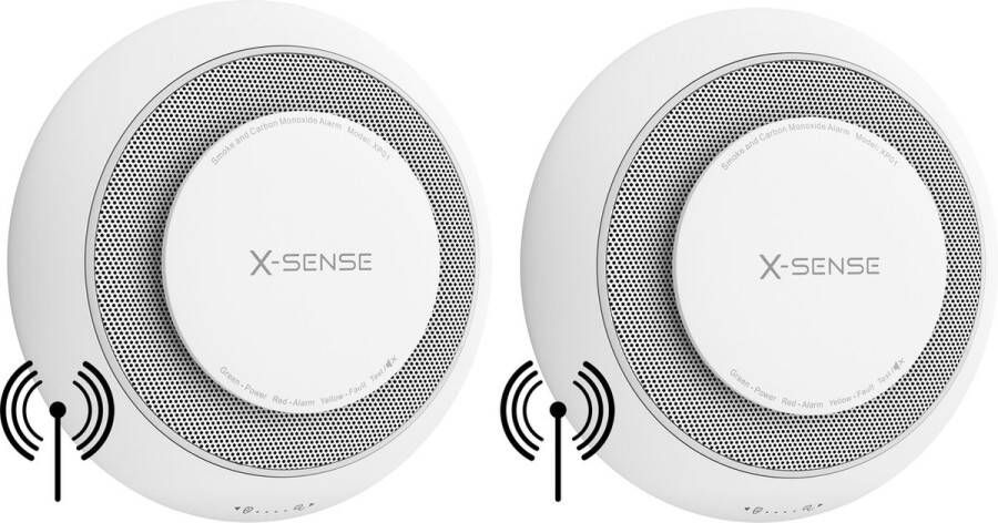 X-sense XP01-W Koppelbare combimelder 2 Combimelders Rook en koolmonoxide 10 Jaar batterij Rookmelder en koolmonoxidemelder Rook én CO melder Koppelbaar