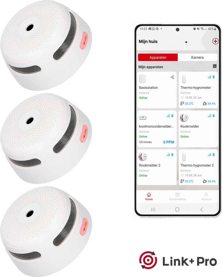 X-sense XS01-M Slimme rookmelder met WiFi 3 Rookmelders Link+ Pro Draadloos RF koppelbaar – Smart Home Brandalarm