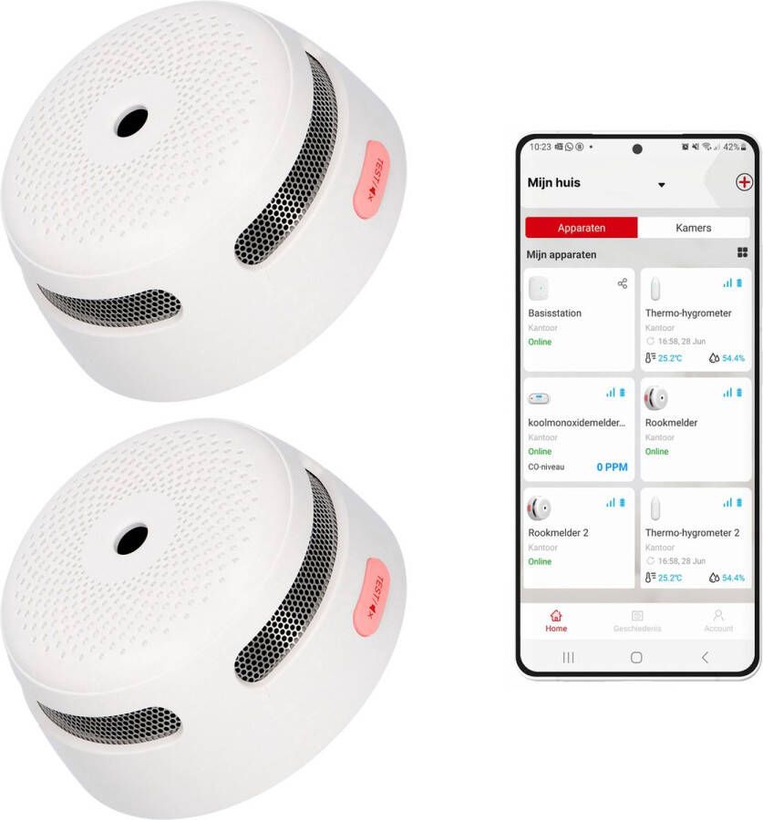 X-sense XS01-WX Slimme rookmelder met Wifi 2 Rookmelders Home Security Voldoet aan Europese norm Brandalarm