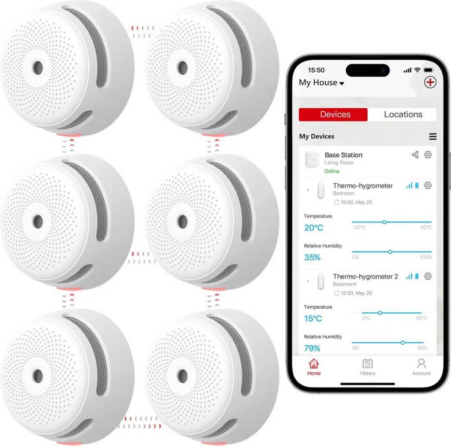 X-SenseX-Sense X-Sense XS01-M Slimme rookmelder met WiFi 6 Rookmelders Link+ Pro Draadloos RF koppelbaar – Smart Home Brandalarm