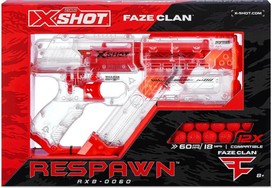 No brand ZURU X-Shot Faze Clan Respawn RXB 0060 Blaster + 12 Balletjes