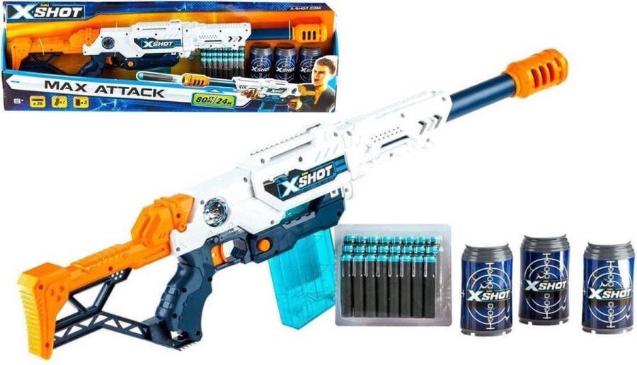 X-Shot Zuru Max Attack Speelgoedpistool Inclusief Darts Cans