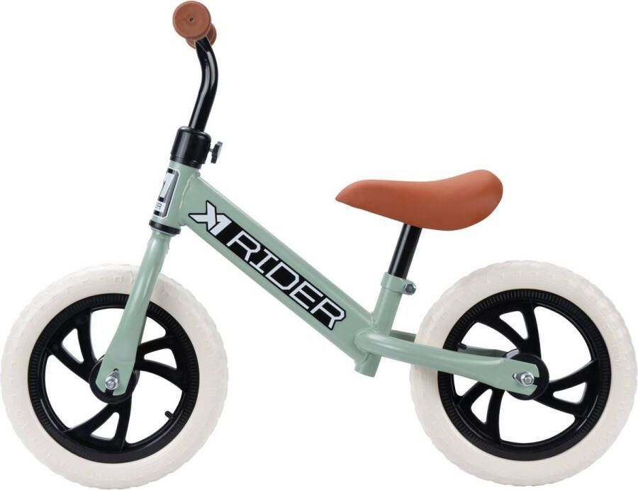 X1TE Rider Bike Groene Loopfiets Groene Kinderfiets Stapfiets Peuters en Kleuters 1-4 jaar Lichtgewicht Aluminium Frame Verstelbaar zadel Duurzaam loopfietsje